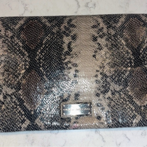 French Connection Black and Cream Snakeskin Clutch - Picture 2 of 13